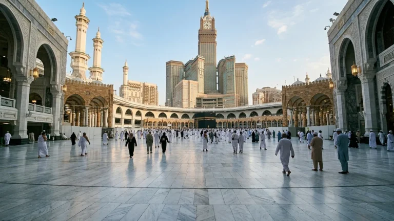 Makkah makkah marble courtyard morning for 10 Nights 4 Star Easter Umrah Package