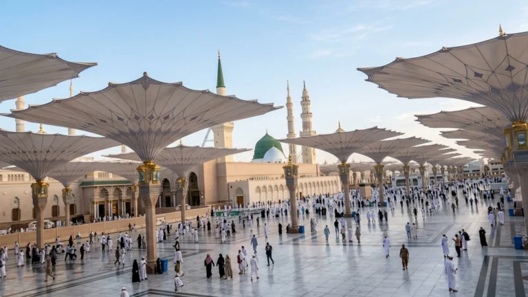 Madinah madinah nabawi umbrellas morning for 10 Nights 4 Star Ramadan Umrah Packages