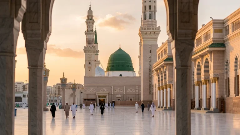 Madinah madinah green dome golden hour for 12 Nights 5 Star Hajj Package