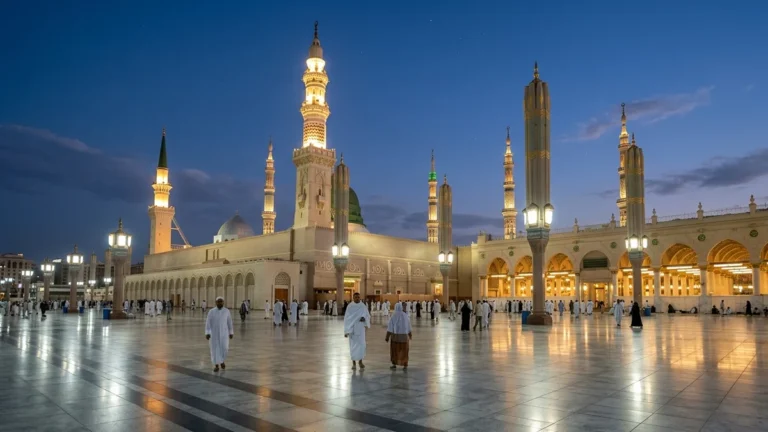 Madinah madinah nabawi minarets blue hour for 12 Nights 5 Star Ramadan Umrah Packages
