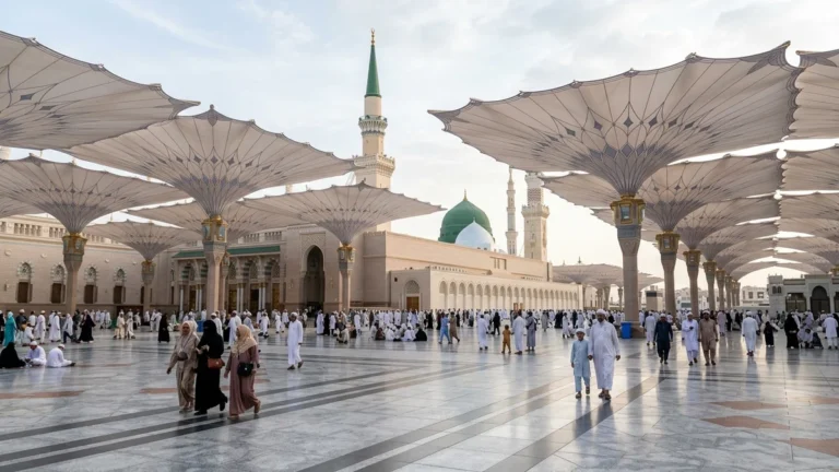 Madinah madinah nabawi umbrellas morning for 7 Nights 3 Star Easter Umrah Package