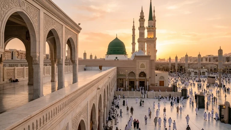 Madinah madinah green dome golden hour for 7 Nights 3 Star Ramadan Umrah Packages