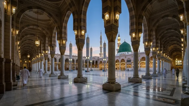 Madinah madinah arcade courtyard dawn for 7 Nights 4 Star Ramadan Umrah Packages