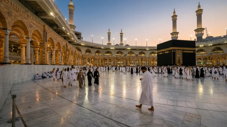 Makkah makkah kaaba courtyard dawn for August 3 Star 12 Nights Umrah Packages