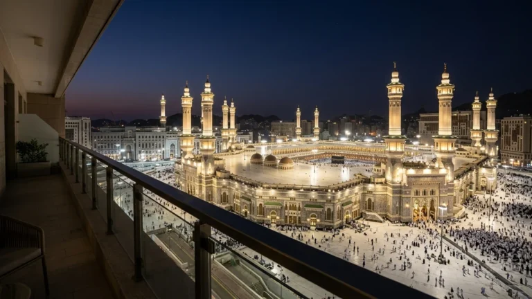 Makkah makkah haram minarets night for August 3 Star 7 Nights Umrah Packages
