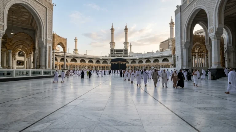 Makkah makkah marble courtyard morning for Birmingham 3 Star 7 Nights Umrah Packages