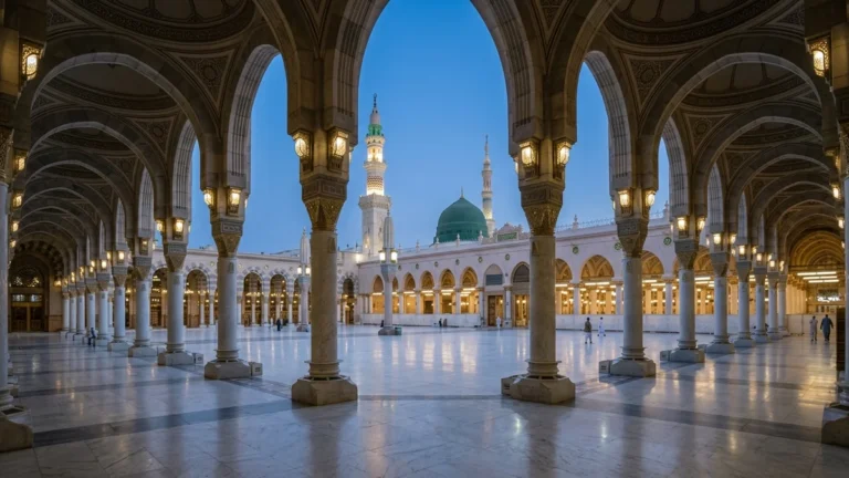 Madinah madinah arcade courtyard dawn for Birmingham 5 Star 14 Nights Umrah Packages