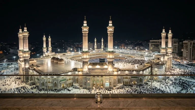 Makkah makkah haram minarets night for Bradford 3 Star 7 Nights Umrah Packages