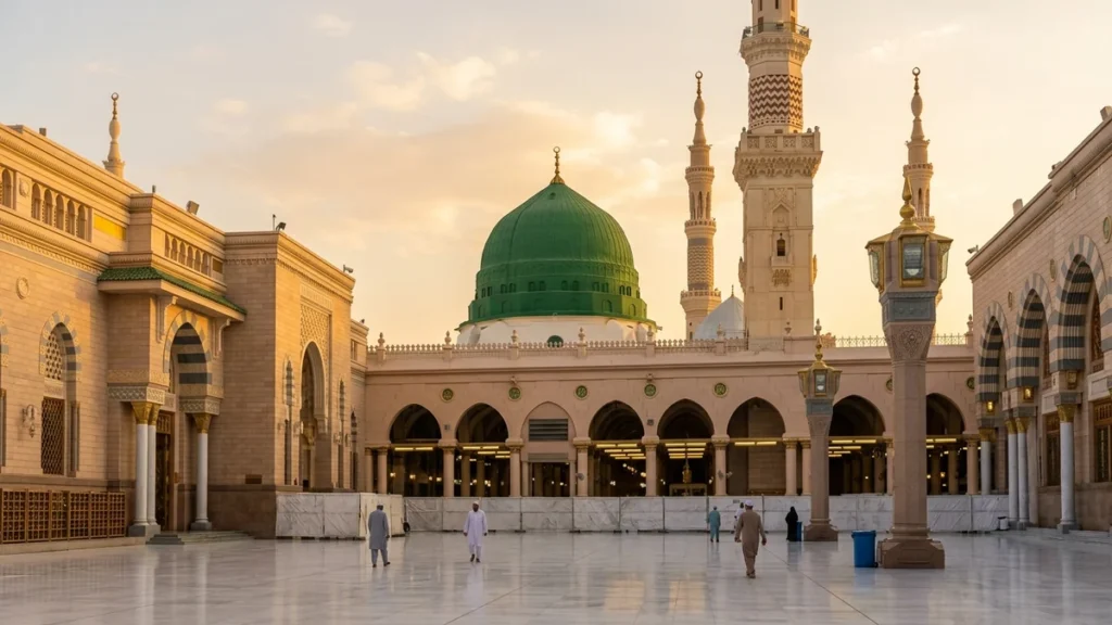 Madinah madinah green dome golden hour for Bradford 5 Star 12 Nights Umrah Packages