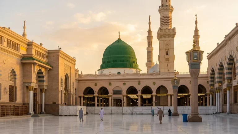 Madinah madinah green dome golden hour for Bradford 5 Star 12 Nights Umrah Packages