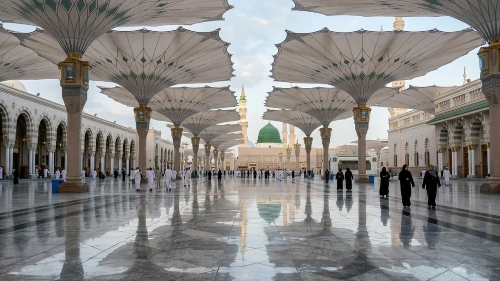 Madinah madinah courtyard reflections for Bradford 5 Star 7 Nights Umrah Packages