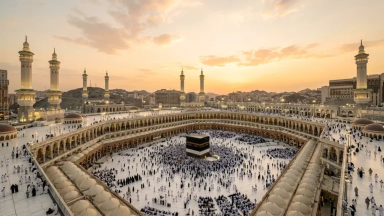 Makkah makkah haram aerial sunset for Edinburgh 4 Star 12 Nights Umrah Packages