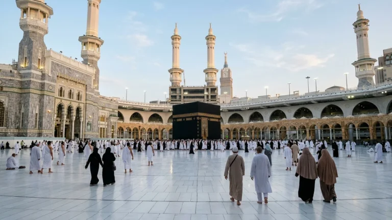 Makkah makkah marble courtyard morning for Edinburgh 5 Star 14 Nights Umrah Packages