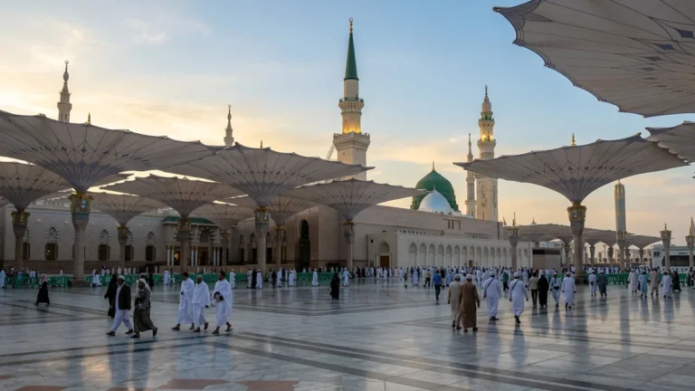 Madinah madinah nabawi umbrellas morning for Edinburgh 5 Star 7 Nights Umrah Packages