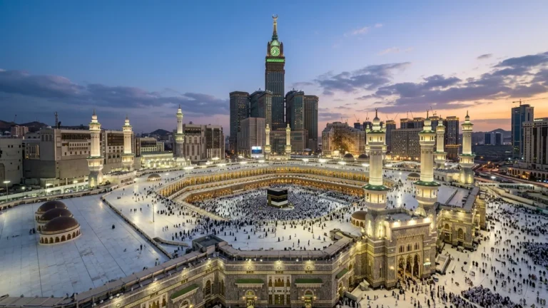 Makkah makkah haram aerial sunset for February 4 Star 14 Nights Umrah Packages