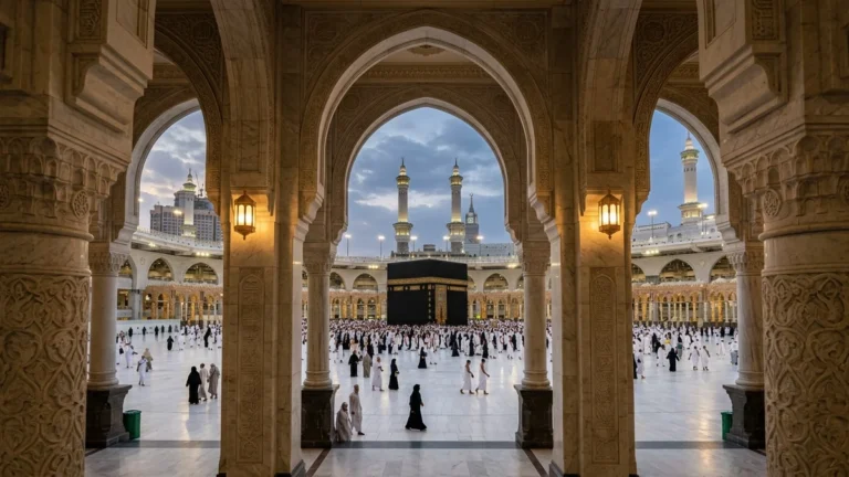 Makkah makkah haram arcades golden hour for February 5 Star 12 Nights Umrah Packages