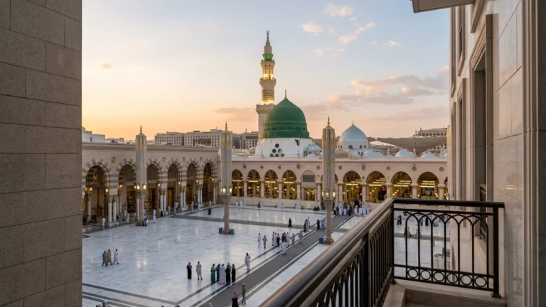 Madinah madinah green dome golden hour for Glasgow 3 Star 7 Nights Umrah Packages