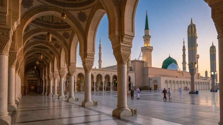 Madinah madinah arcade courtyard dawn for Glasgow 5 Star 10 Nights Umrah Packages