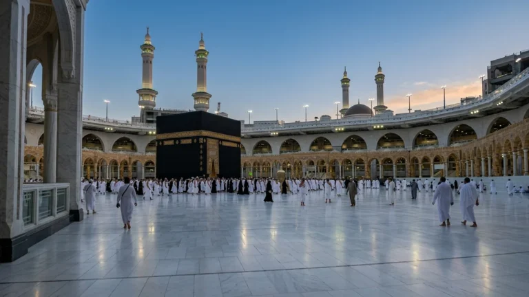 Makkah makkah kaaba courtyard dawn for July 3 Star 10 Nights Umrah Packages