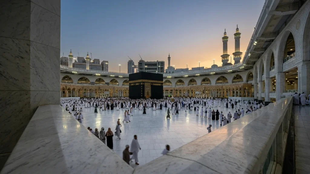 Makkah makkah kaaba courtyard dawn for June 3 Star 12 Nights Umrah Packages