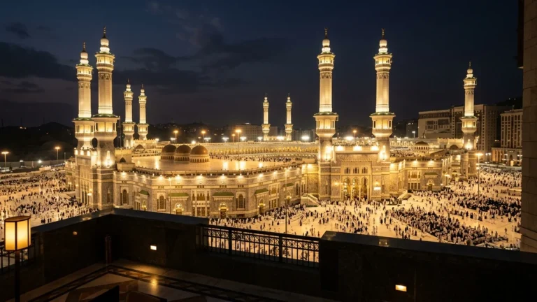Makkah makkah haram minarets night for June 3 Star 7 Nights Umrah Packages