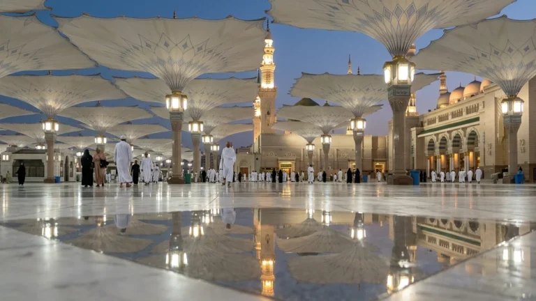 Madinah madinah courtyard reflections for June 5 Star 14 Nights Umrah Packages