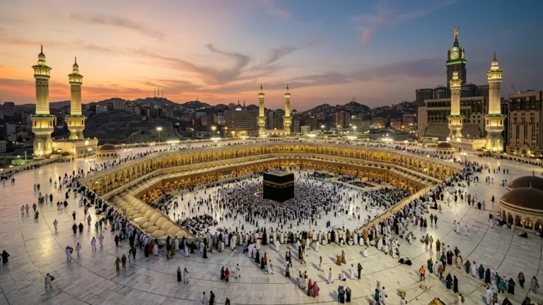 Makkah makkah haram aerial sunset for London 3 Star 7 Nights Umrah Packages
