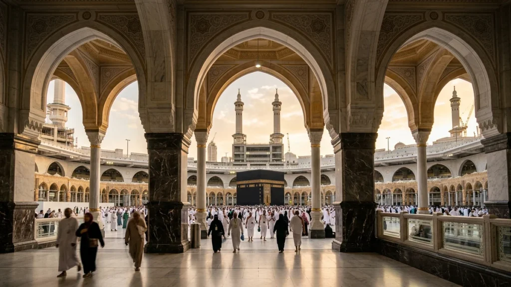 Makkah makkah haram arcades golden hour for London 4 Star 7 Nights Umrah Packages