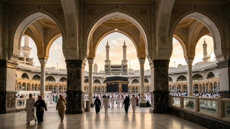Makkah makkah haram arcades golden hour for London 4 Star 7 Nights Umrah Packages