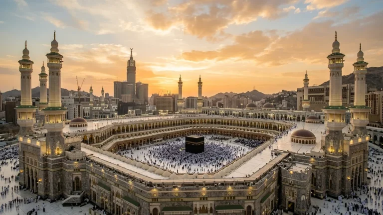 Makkah makkah haram aerial sunset for Manchester 4 Star 7 Nights Umrah Packages