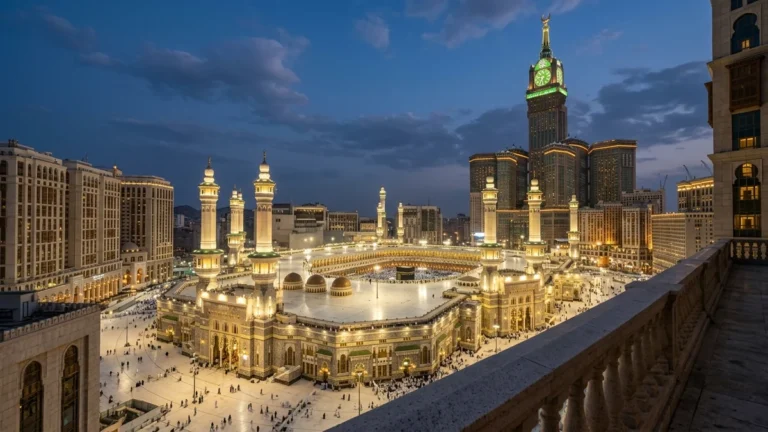 Makkah makkah skyline haram evening for Manchester 5 Star 7 Nights Umrah Packages