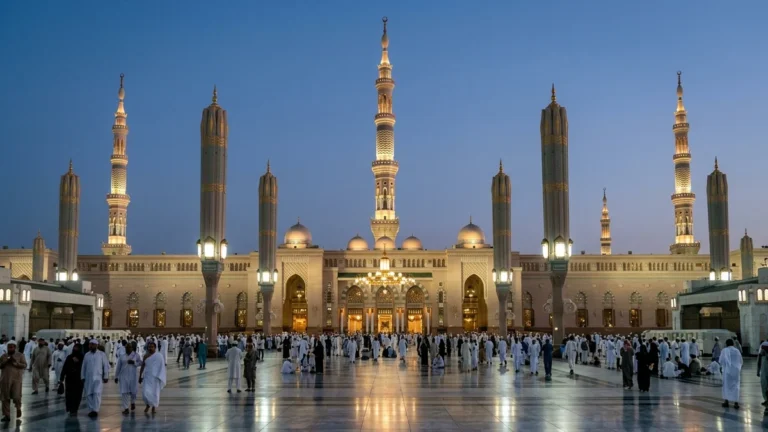 Madinah madinah nabawi minarets blue hour for March 4 Star 10 Nights Umrah Packages