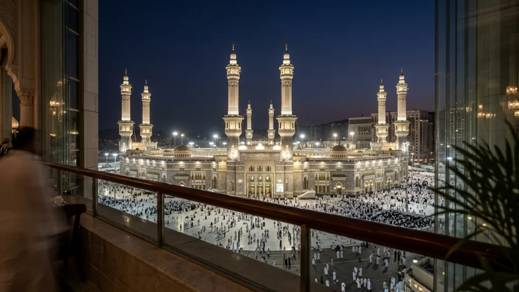 Makkah makkah haram minarets night for March 5 Star 14 Nights Umrah Packages