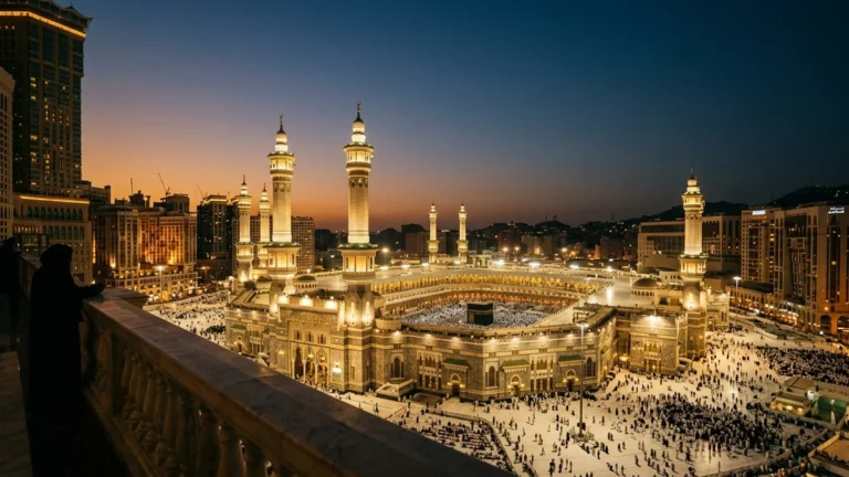 Makkah makkah skyline haram evening for May 3 Star 10 Nights Umrah Packages