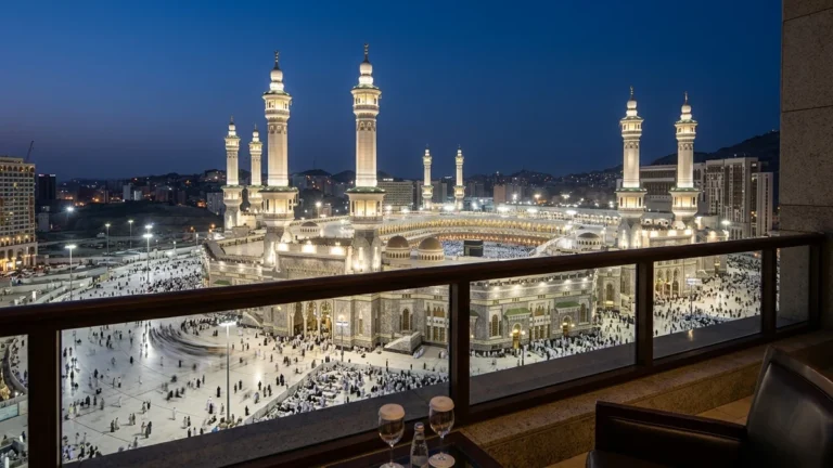Makkah makkah haram minarets night for May 5 Star 7 Nights Umrah Packages