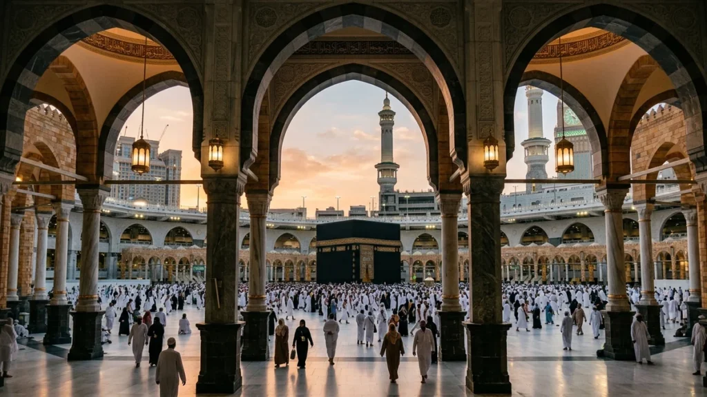 Makkah makkah haram arcades golden hour for October 3 Star 12 Nights Umrah Packages