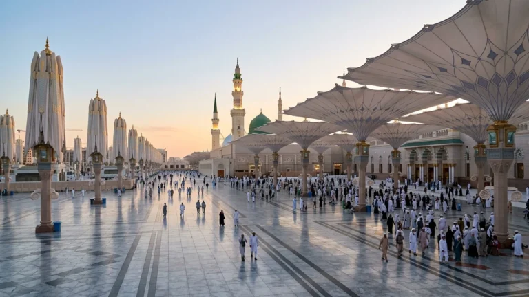 Madinah madinah nabawi umbrellas morning for October 4 Star 14 Nights Umrah Packages
